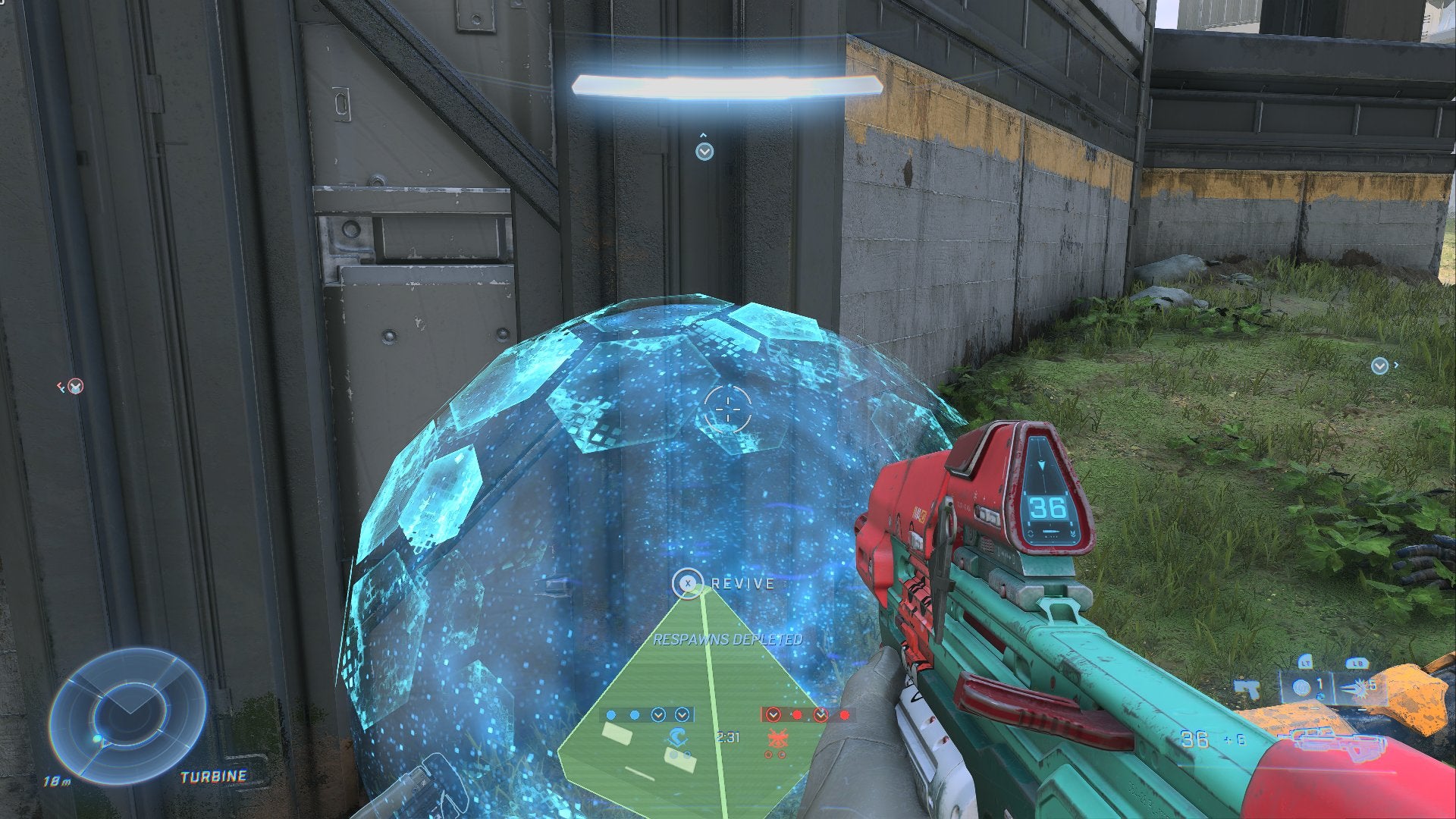 Revive orbs for your teammates are blue. Those of enemies are red.
