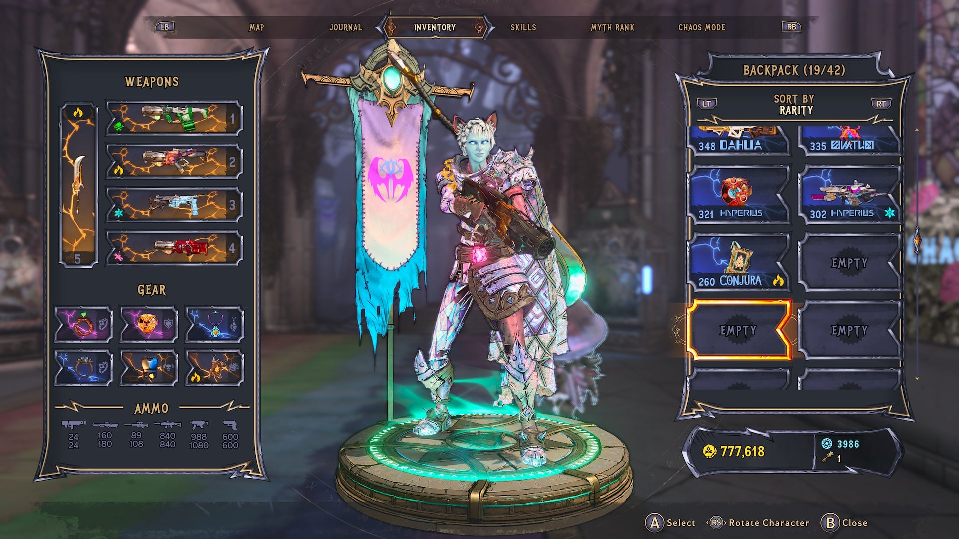 A glimpse at my loadout after a few runs of Chaos Chamber.