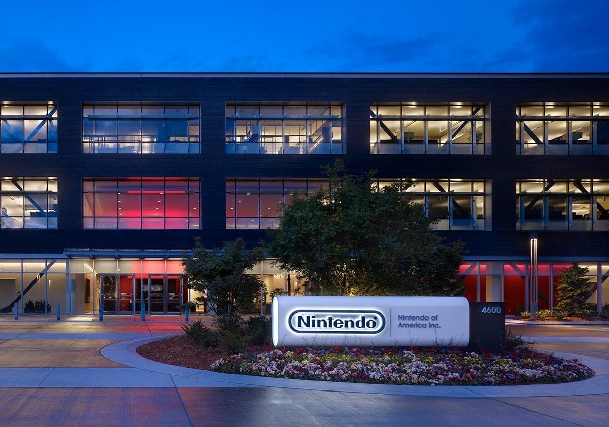 The main building at Nintendo of America’s Redmond, Washington headquarters. Contractors there say they’re discouraged from lingering inside. 