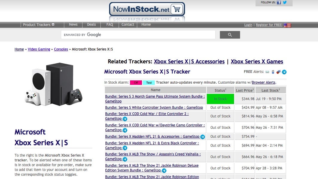 NowInStock pairs alerts for both of Microsoft’s next-gen consoles together.