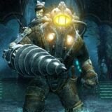 A Big Daddy appears in the dark.