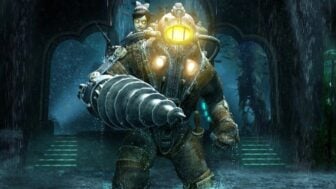 A Big Daddy appears in the dark.