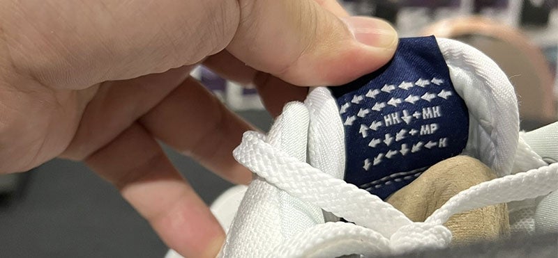 Daigo’s full list of moves, as printed on the inside of the shoe’s tongue