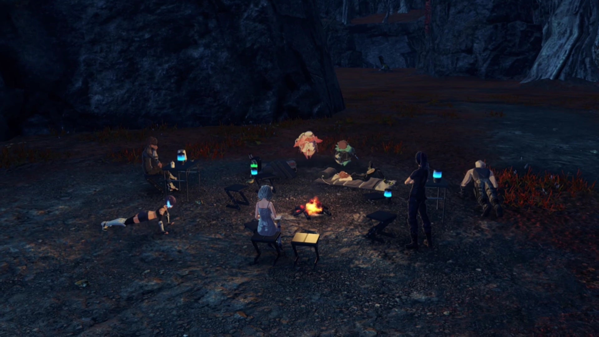 The newly minted friend group makes camp for the first time.
