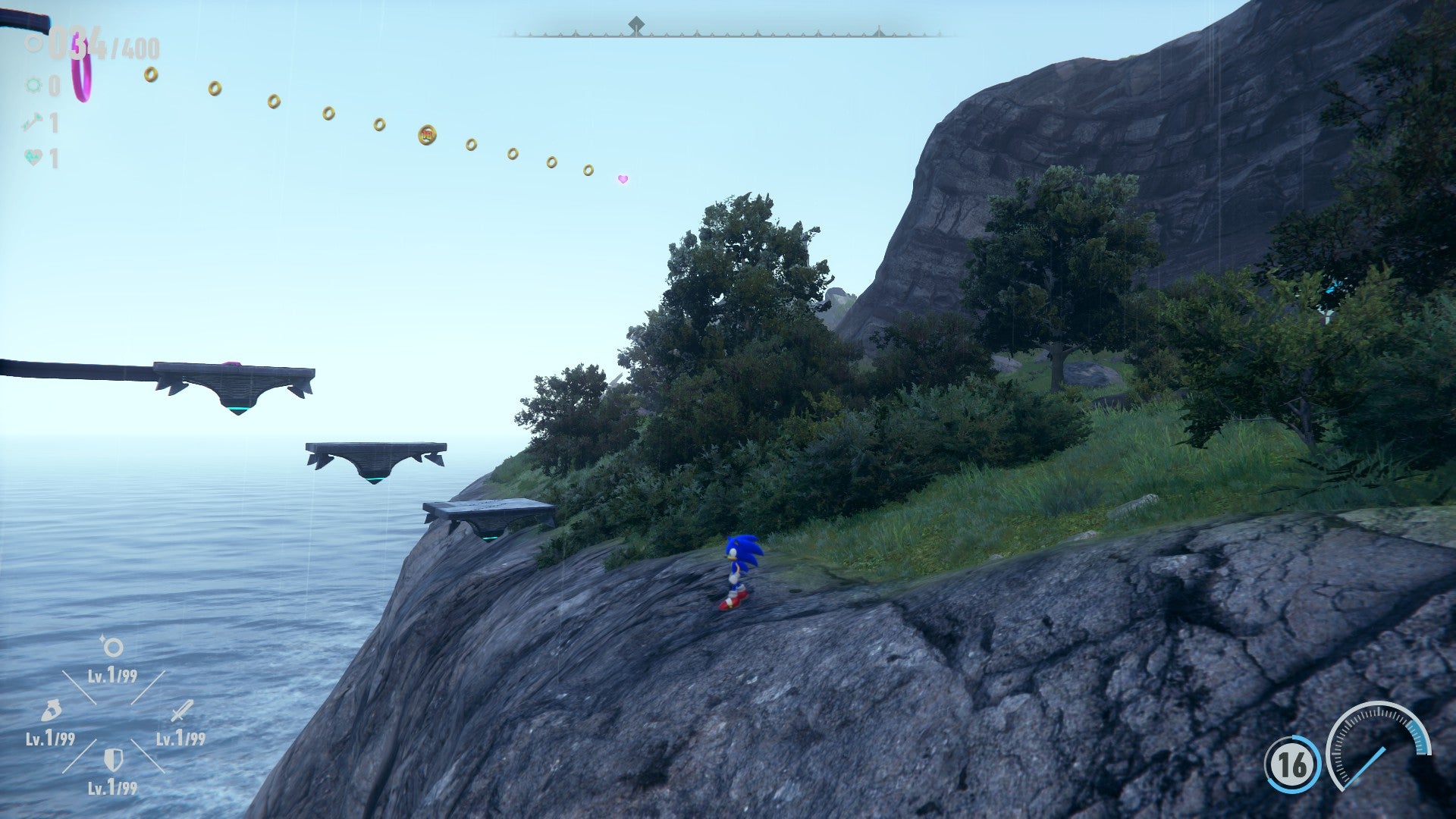 Sometimes the camera gets so far away that you can barely spot Sonic. 