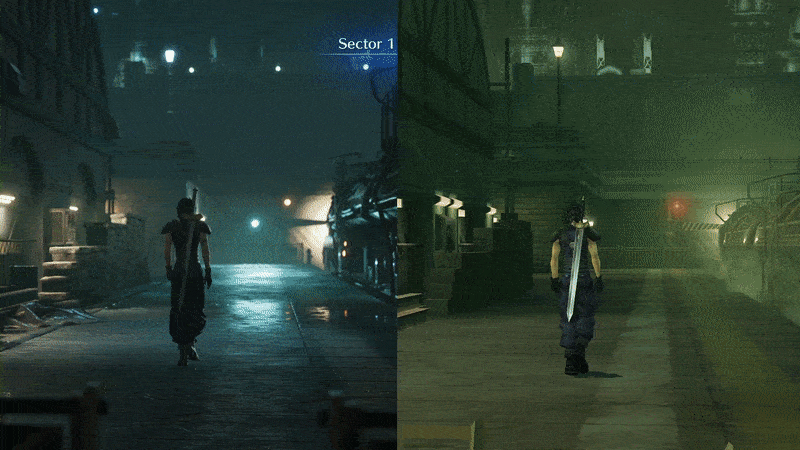 Left: Crisis Core Reunion. Right: The original Crisis Core running via emulation. 