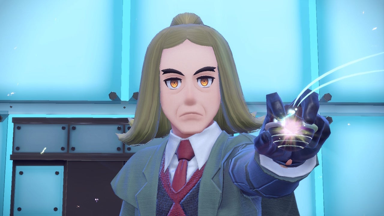 Hassel teaches art at the academy in Paldea, but he also teaches the art of Pokémon battling as a member of the Elite Four.