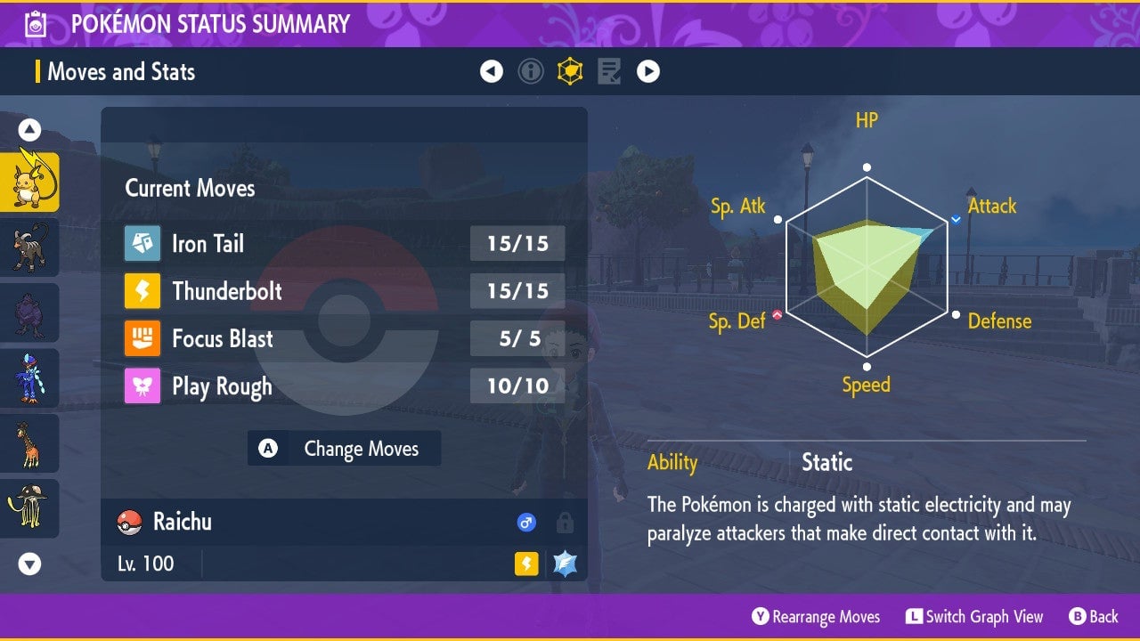 My Raichu is not EV/IV optimized, I’m simply showing you the menu where you look at them. Do not yell at me. He is a good boy.