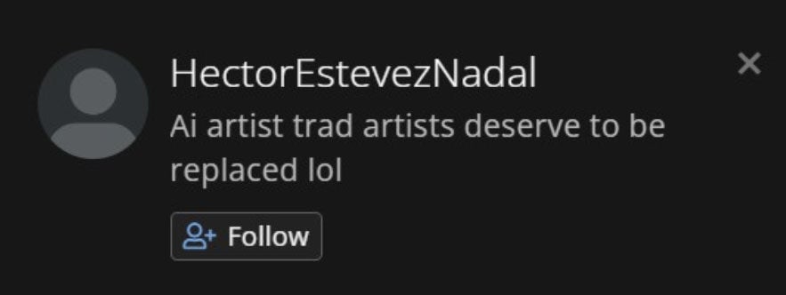 The profile of a user submitting AI-generated imagery to ArtStation earlier today