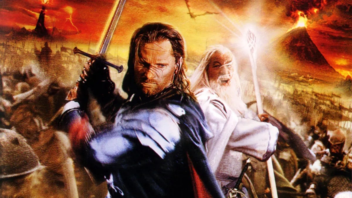 Gandalf and Aragorn appear on the cover of a game.