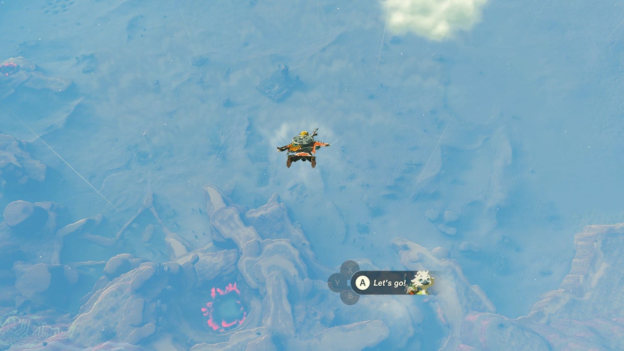 The Gerudo Town just ahead is easy to get to if you glide in.