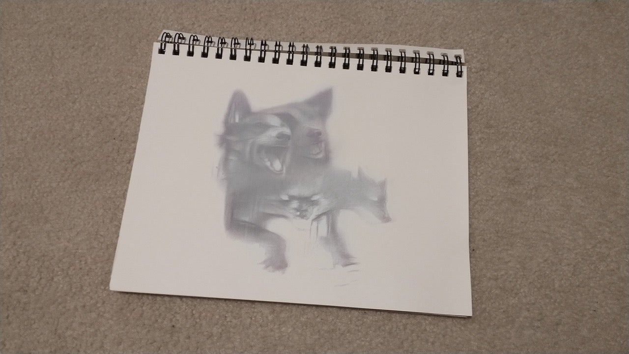 This sketchbook Cerberus lives in Veddge’s Google Drive.
