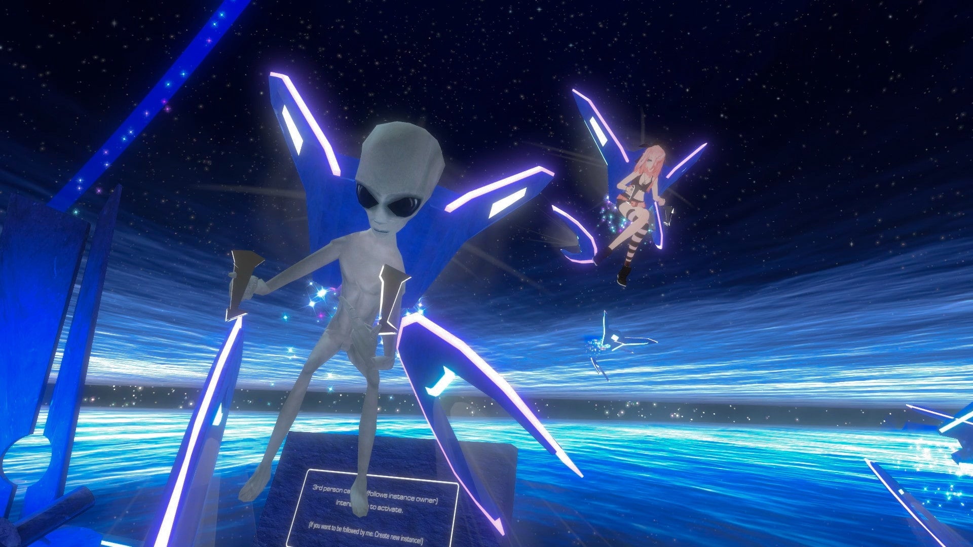 Fairies fly in the social virtual reality world VRChat.