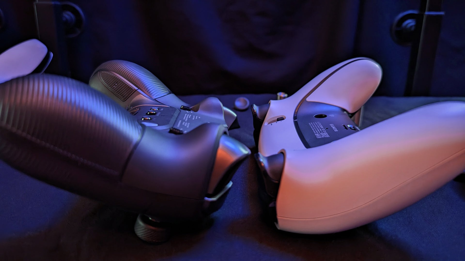 Left: Nacon, Right: DualSense Edge. Note the difference in the curve toward the bottom shoulder buttons. 