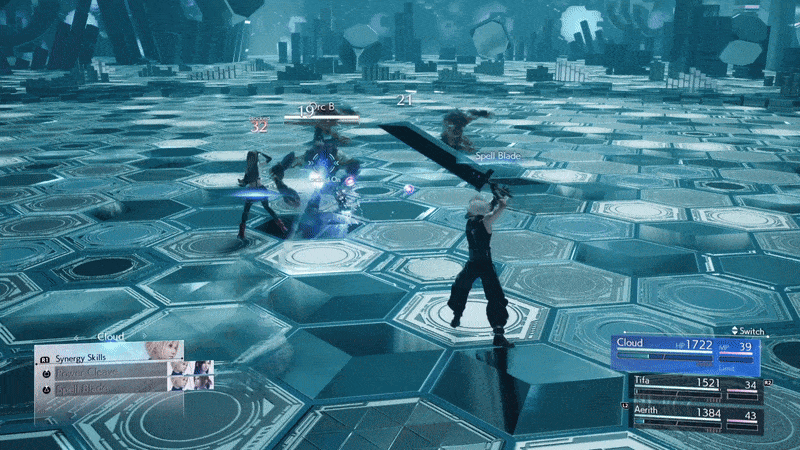 Observe how multiple ATB gauges fill up after each Synergy Skill attack.