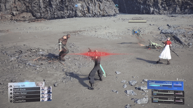 Notice how muiltiple ATB gauges fill up without switching characters when using Synergy Skills.