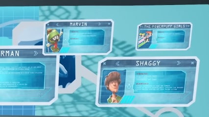 A screenshot of the trailer showing the Powerpuff Girls. 