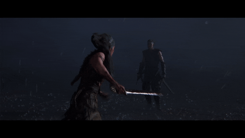 Note how Senua blocks in the middle of a heavy strike, which results in a perfect parry. 