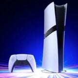 A PS5 Pro appears in front of a multi-color background.