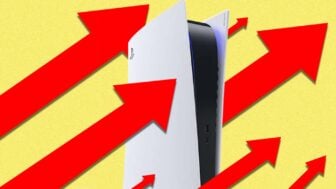 A PS5 is surrounded by red arrows.