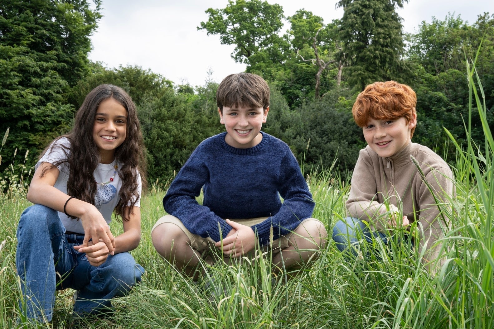 Left to right: Arabella Stanton (Hermione Granger), Dominic McLaughlin (Harry Potter), and Alastair Stout (Ron Weasley)
