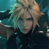 Cloud grabs his sword on his back.