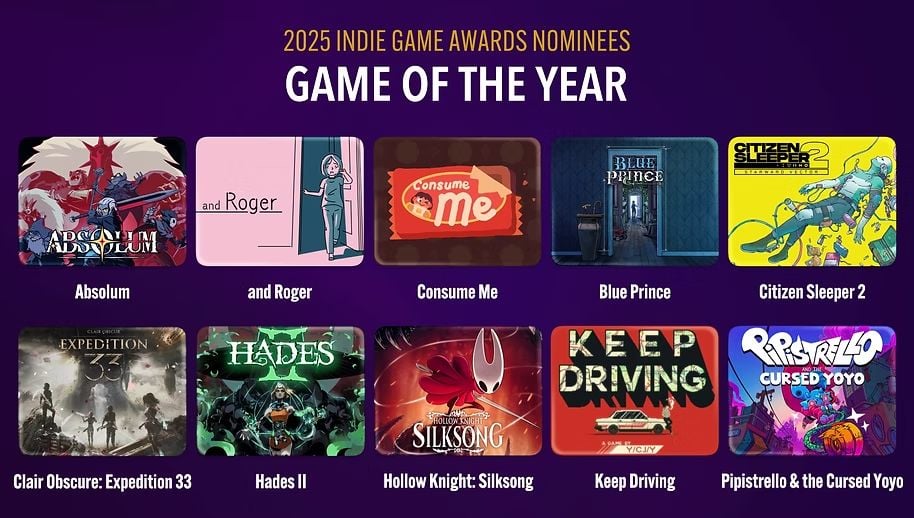 The Game of the Year finalists in the IGAs.