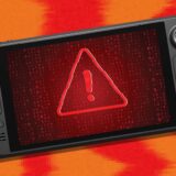 The Steam Deck displays a warning icon.