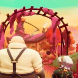Two characters look out at the road in front of them.