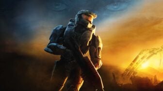 Master Chief appears at sunset.