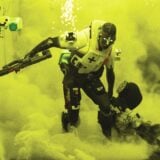 Marathon characters appear in yellow smoke.