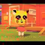 Tomodachi Life: Living the Dream screenshot showing a badly created Pikachu Mii saying "Hidey-ho! Look at me. I'm Mario."