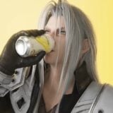 Sephiorth drinks a beer.