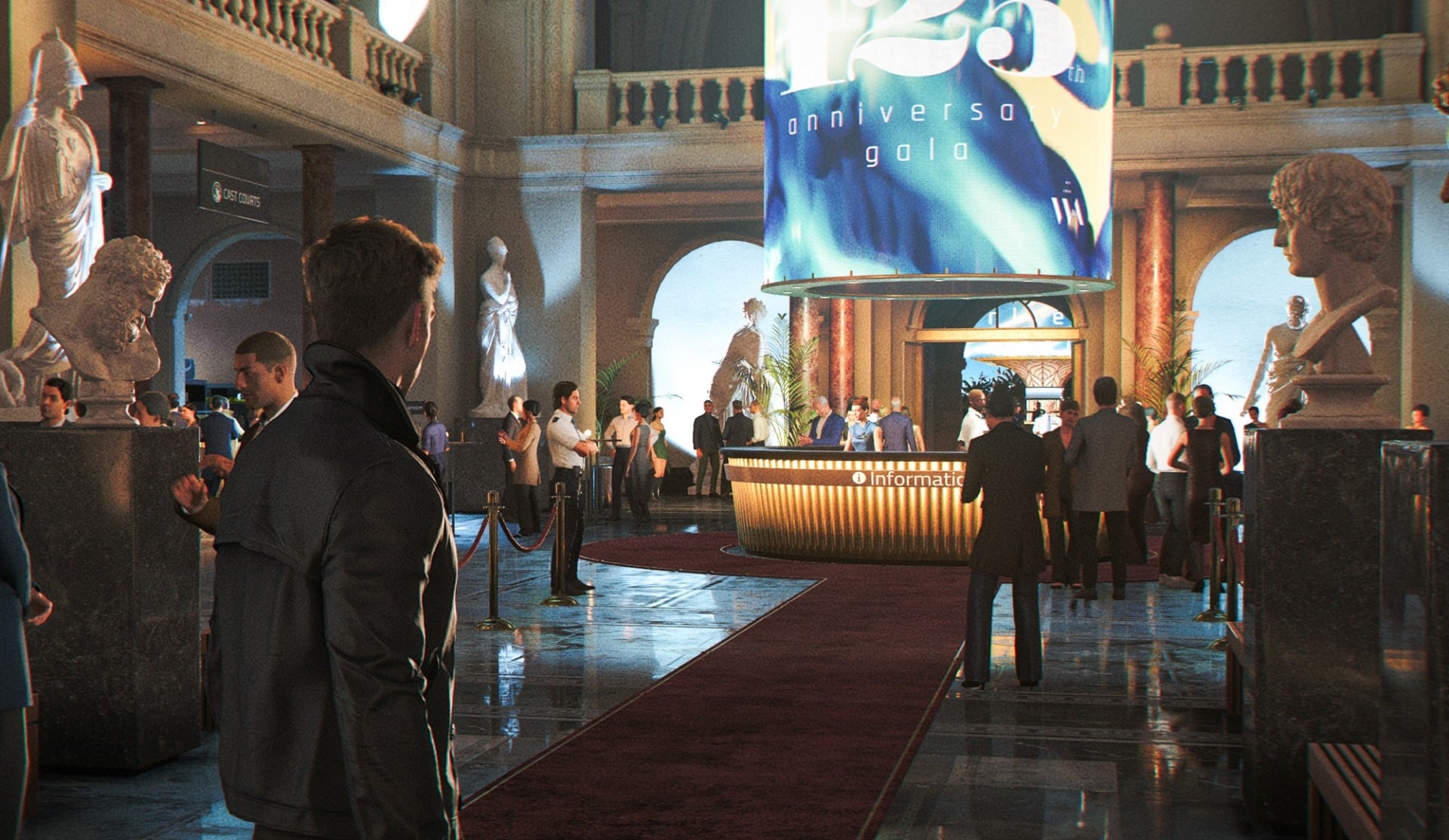 Bond enters a fancy room. 