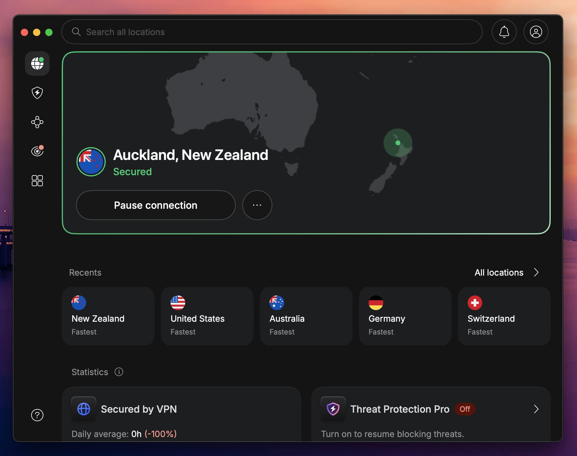 NordVPN VPN server in New Zealand