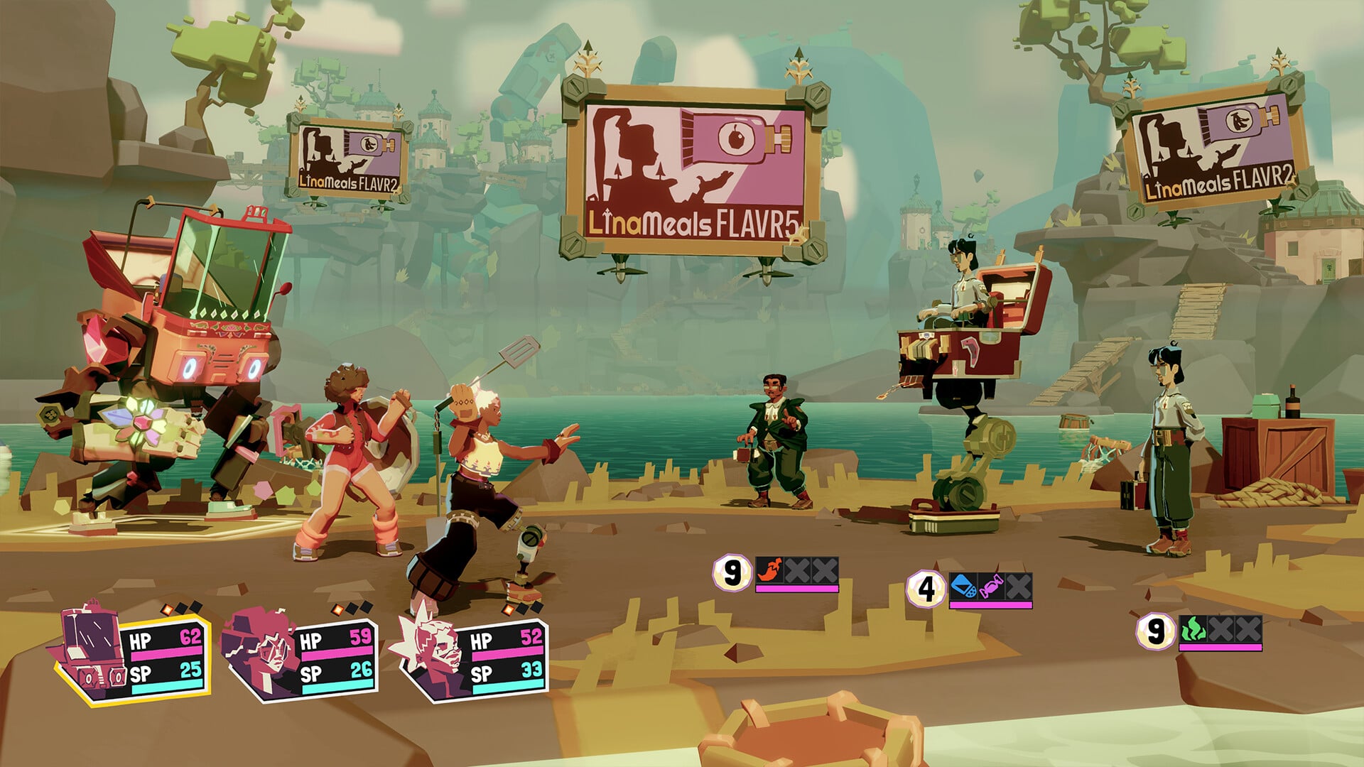 A squad of party members gets ready to fight.