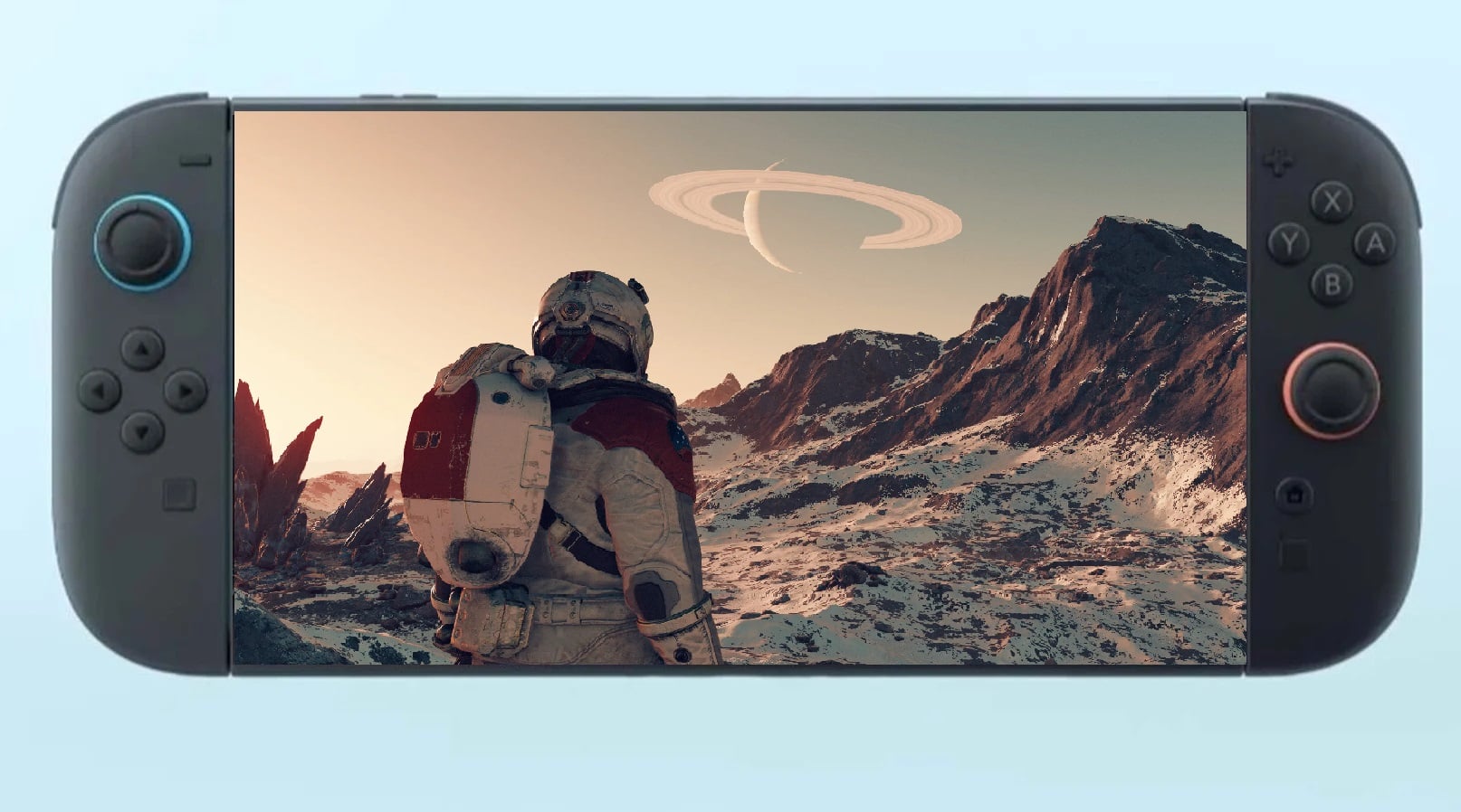 A spaceman appears on a Switch 2 screen.