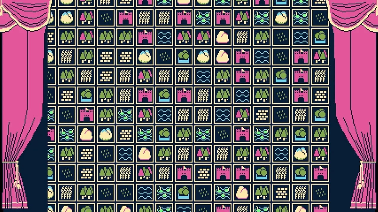 Lots of tiny icons are displayed on a game menu.