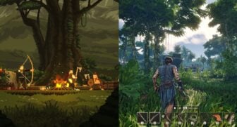 Pixel art dwarves and a hyper-realistic pirate adventure in the wilderness.