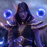 A purple mage holds up orbs.