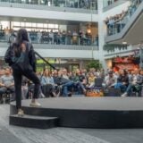 Asha Sharma and Matt Booty talk to employees at Microsoft.