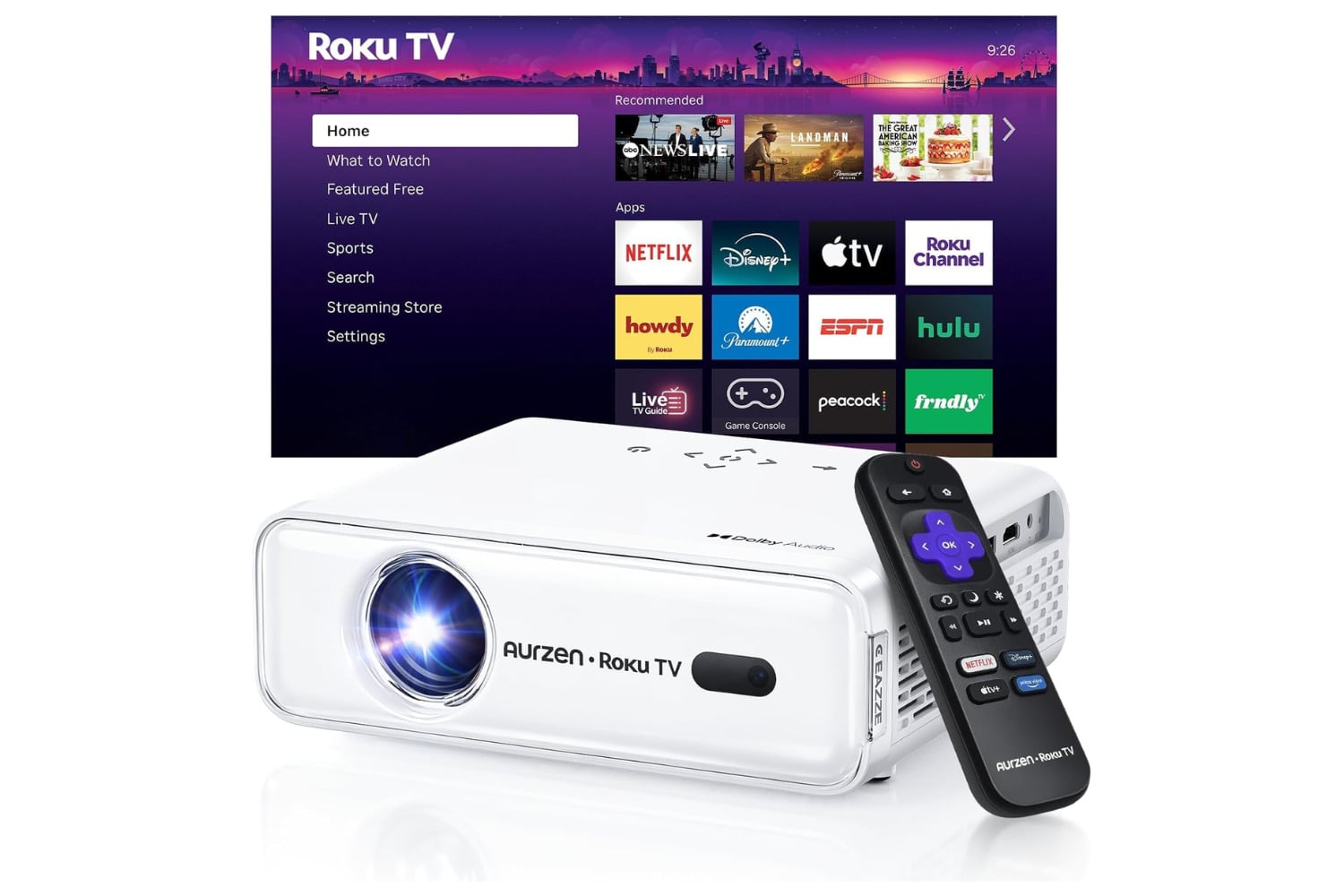 Aurzen Roku Tv Smart Projector