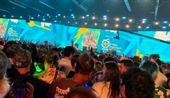 A crowd gathers for the FF14 keynote.