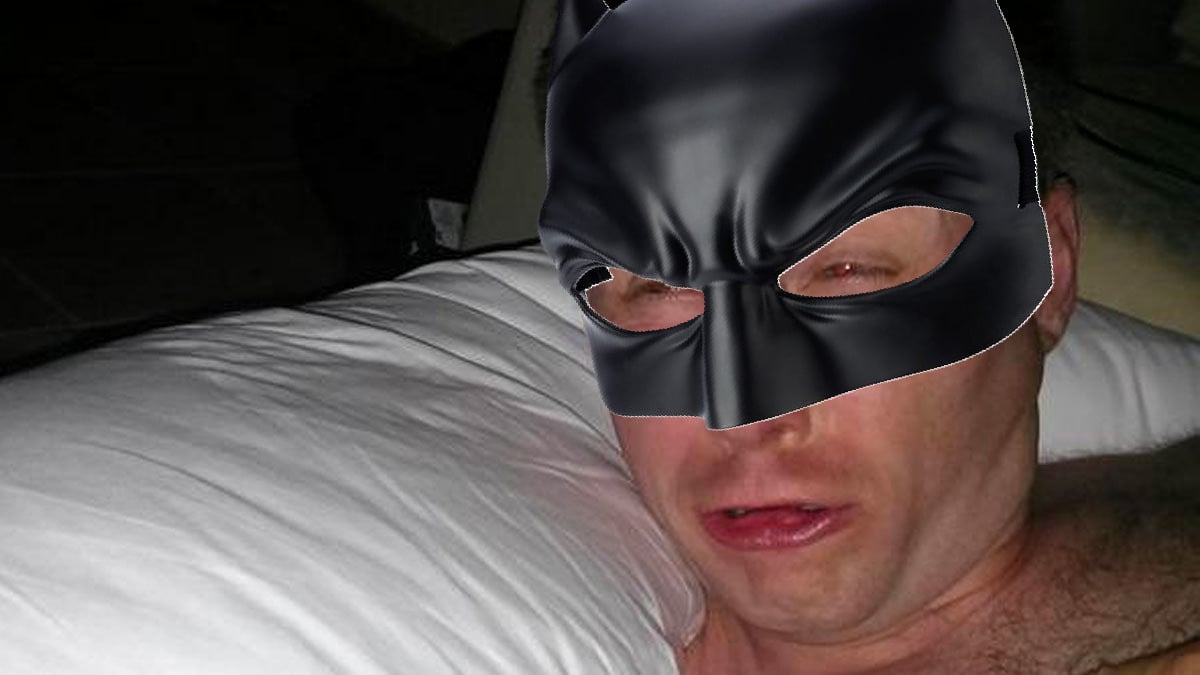 Limmy Waking Up Meme With Batman Mask
