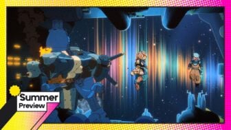 A screenshot from the game Orbitals featuring a bright yellow and fuscia border that reads Summer Preview 2026