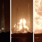 A rocket ship blows up.