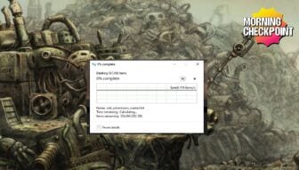A windows file appears in a junkyard.