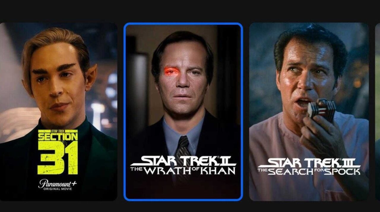 Paramount+ Uses AI Slop Of Captain Kirk For Star Trek 2: The Wrath Of Khan Thumbnail