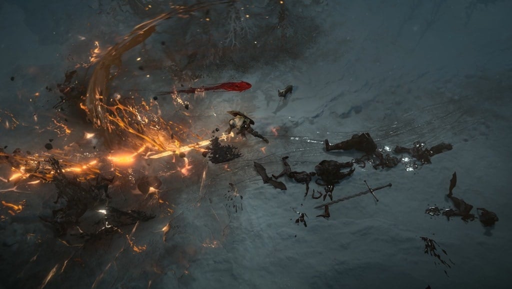 A Paladin uses a fire attack to fight demons. 