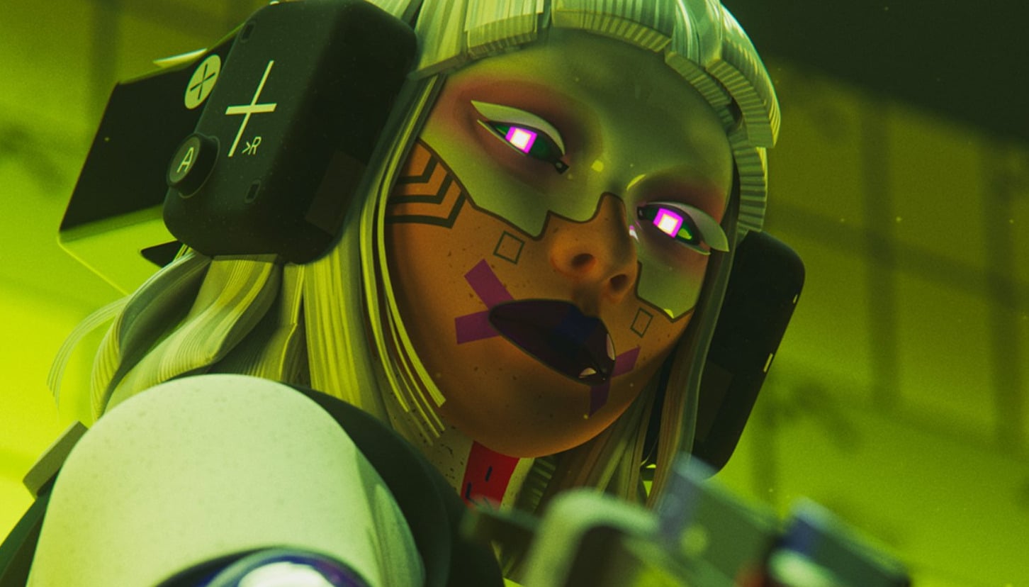 A thief holds up her gun.